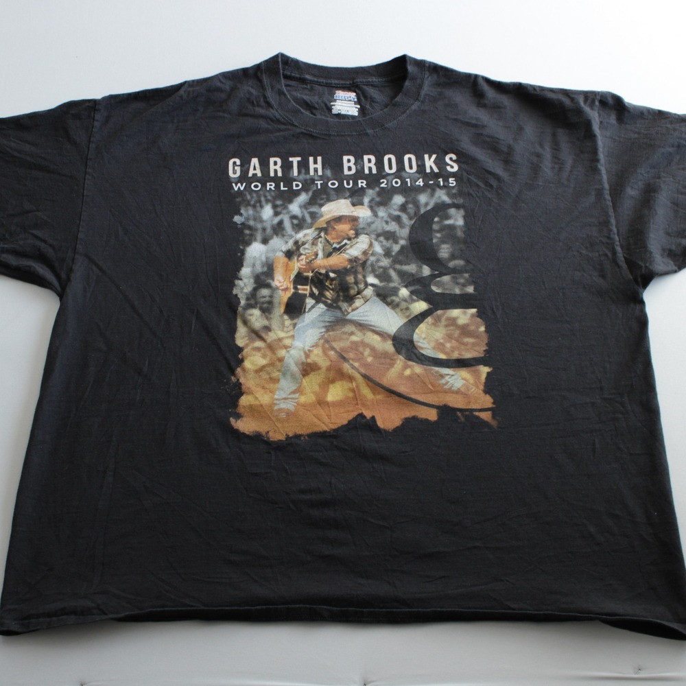Garth Brooks World Tour 2014-15 Concert T-Shirt Mens 3XL Black Hanes Beefy-T